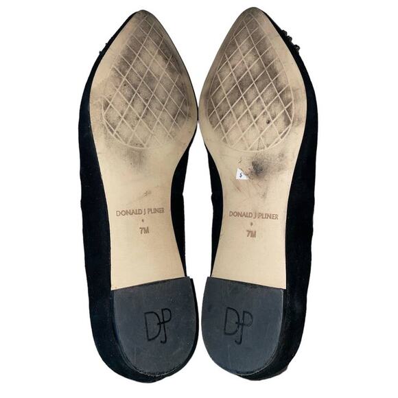 Donald J Pliner Black Bibbi Suede Leather Pointed Toe Flats Size 7 - Picture 4 of 16
